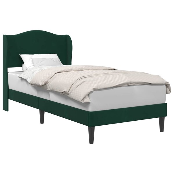 vidaXL Cadre de lit avec tête de lit Vert foncé 90 x 190 cm Velours