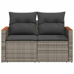 vidaXL Canapé de jardin 2 places avec coussins gris résine tressée