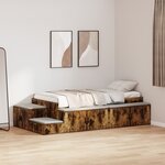 vidaXL Lit de rangement en chêne fumé 75x190 cm