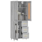 vidaXL Buffet haut Sonoma gris 69 5x34x180 cm Bois d'ingénierie