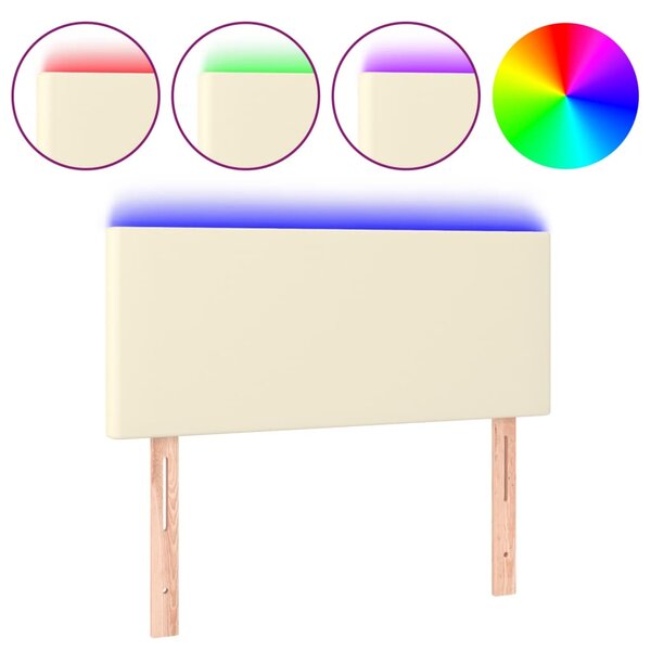 vidaXL Tête de lit à LED Crème 100x5x78/88 cm Similicuir