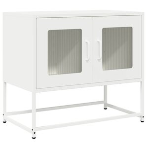 vidaXL Meuble TV blanc 68x39x60 5 cm acier laminé à froid