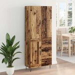 vidaXL Haut Armoire 2 Pièces Bois ancien Bois d'ingénierie et verre