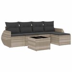 vidaXL Salon de jardin 6 Pièces avec coussins gris clair résine tressée