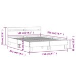 vidaXL Cadre de lit avec LED sans matelas chêne sonoma 150x200 cm