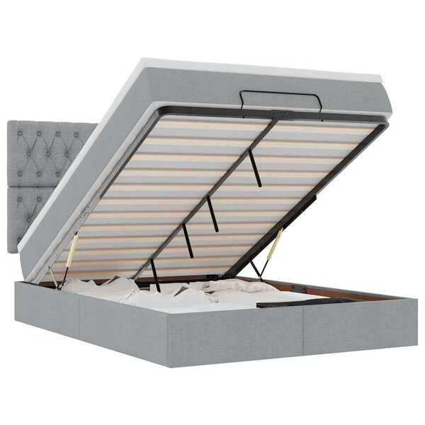 VidaXL Cadre de lit ottoman et matelas gris clair 140x200 cm tissu