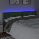 vidaXL Tête de lit à LED Vert foncé 203x16x78/88 cm Velours