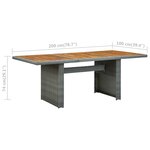 vidaXL Table de jardin Gris clair Résine tressée et bois d'acacia