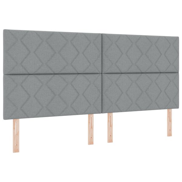 vidaXL Lit ressorts avec matelas et lumière LED  gris clair  200 x 200 cm  tissu