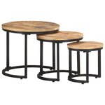 vidaXL Tables d'appoint 3 Pièces Bois de manguier brut