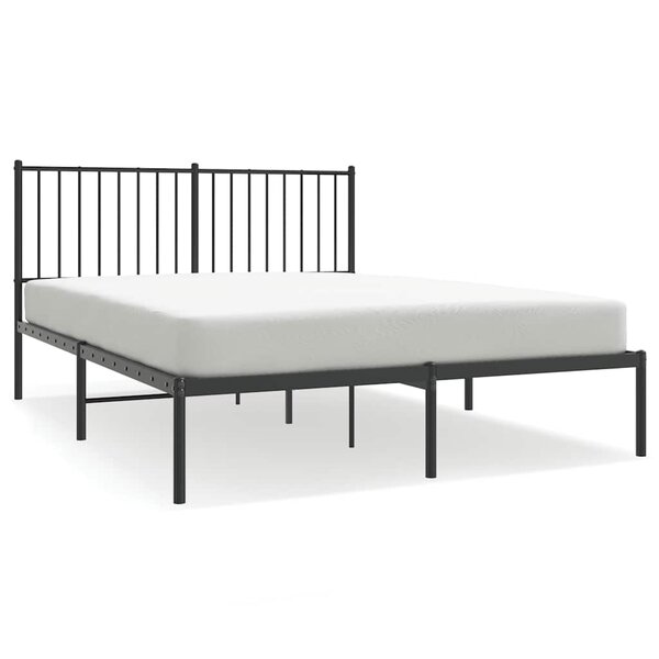 vidaXL Cadre de lit métal sans matelas avec tête de lit noir 140x200cm