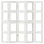 vidaXL Cloison de séparation 5 panneaux blanc bois de paulownia massif