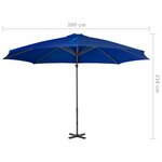 vidaXL Parasol déporté avec mât en aluminium Bleu azuré 300 cm