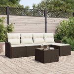 vidaXL Ensemble de canapé de jardin 6 Pièces Marron Poly rotin