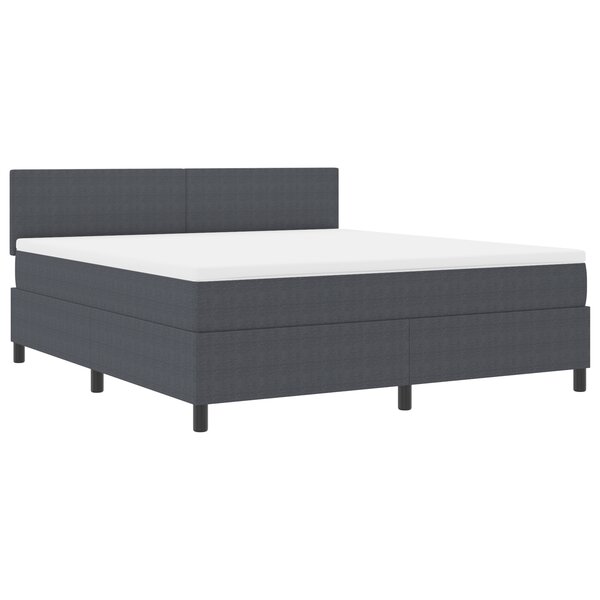 vidaXL Lit à ressorts avec matelas gris foncé Super King Tissu en velours côtelé