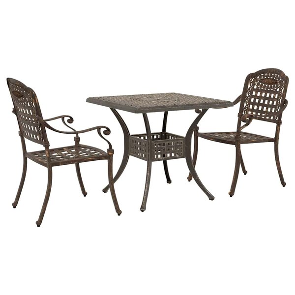 vidaXL Ensemble de tables de jardin 3 Pièces Bronze Aluminium coulé