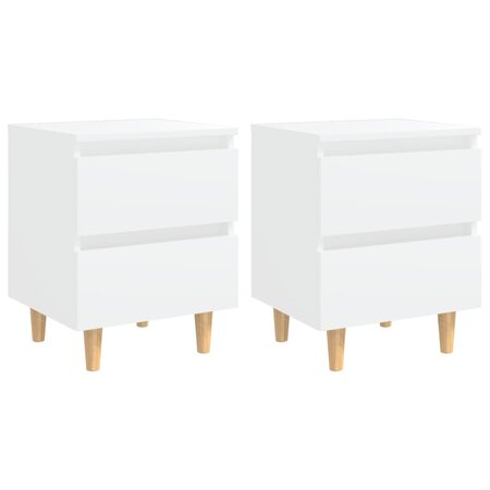 vidaXL Tables de chevet avec pieds en pin 2 Pièces Blanc 40x35x50 cm
