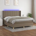 vidaXL Sommier à lattes de lit matelas et LED Taupe 160x200 cm Tissu