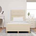 vidaXL Cadre de lit avec tête de lit Crème 120 x 190 cm tissu