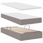 vidaXL Lit de rangement LED avec matelas Taupe 90 x 190 cm Tissu