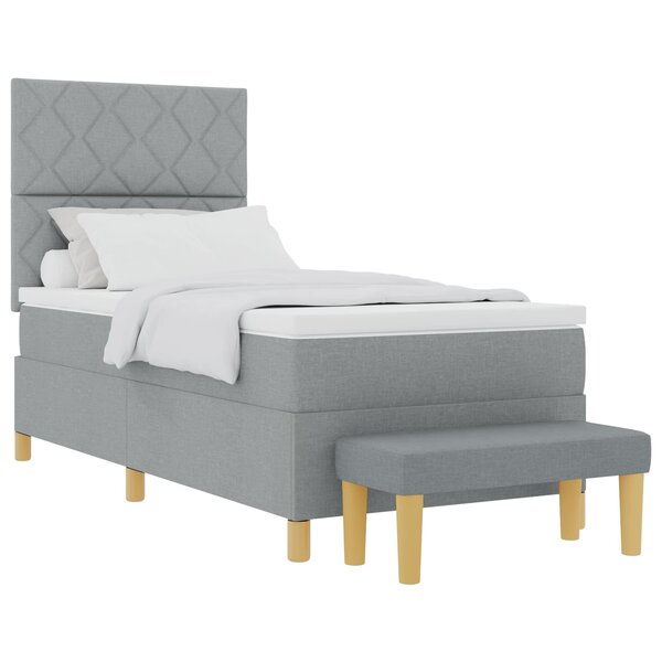 vidaXL Lit à ressorts avec coussin Gris clair 200 x 100 cm tissu