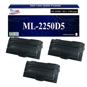 T3AZUR - 3x Toners compatibles avec Samsung ML-2250D5 ML2250D5 pour Samsung ML2250 ML2251N ML2251NP ML2251W ML2252W
