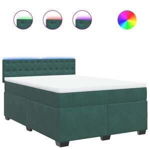 vidaXL Sommier à lattes de lit et matelas Vert foncé 140x190cm Velours