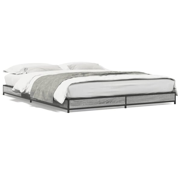 vidaXL Cadre de lit sans matelas sonoma gris 140x190 cm