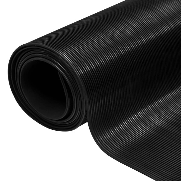 vidaXL Tapis de sol à fines rainures Noir 1 x 2 m Caoutchouc