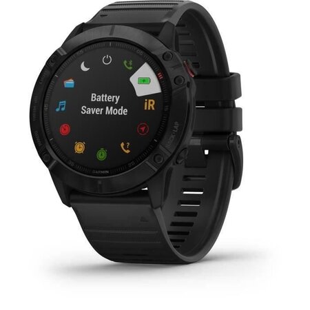 GARMIN Fenix 6X Pro - Montre connectée -  Noir - Bracelet noir