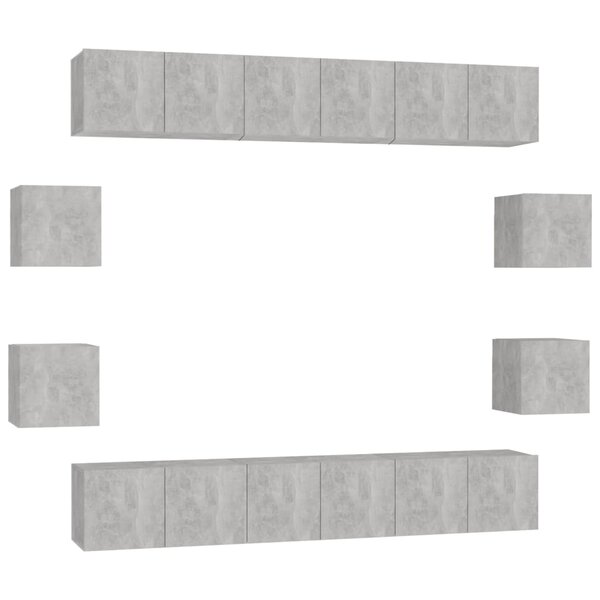 vidaXL Ensemble de meubles TV 10 Pièces Gris béton Bois d'ingénierie