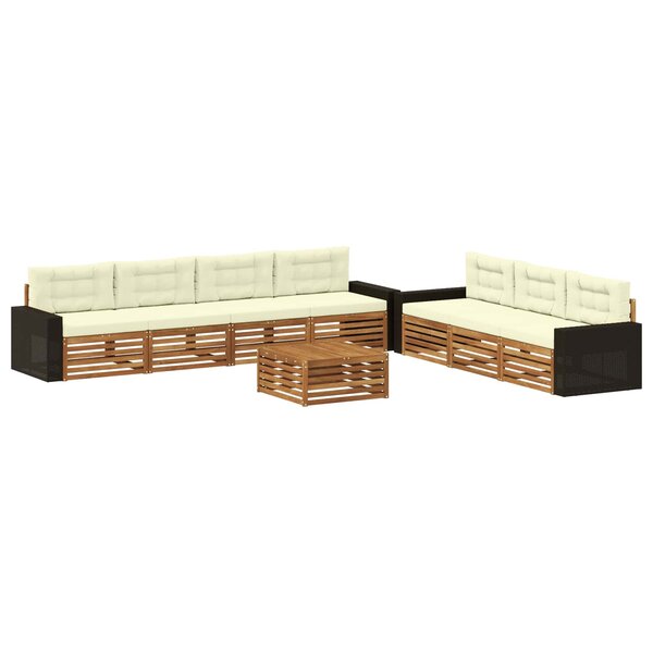 vidaXL Ensemble de canapés d'extérieur 8 Pièces Naturel et Crème