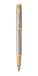 Parker im premium stylo plume  gris argenté  plume moyenne  encre bleue  coffret cadeau