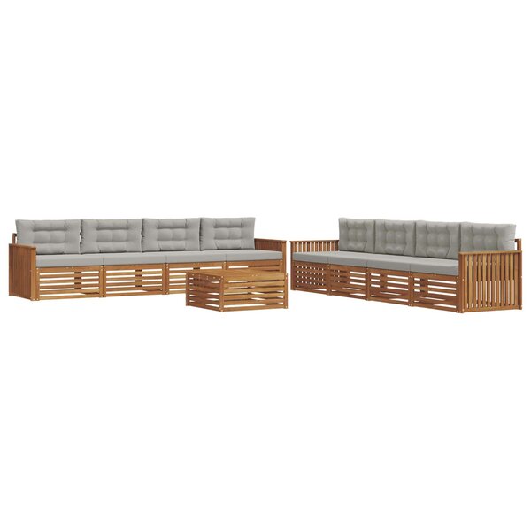 vidaXL Ensemble de canapés d'extérieur 9 Pièces Gris Naturel et Clair