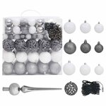 vidaXL Arbre de Noël artificiel pré-éclairé et boules noir 210 cm PVC