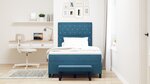vidaXL Lit à Ressorts avec Matelas & Banc Bleu Marine 120x190 cm Velours