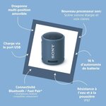 Sony srsxb13 - enceinte portable - bluetooth - extra bass - waterproof - 16h d'autonomie - bleu