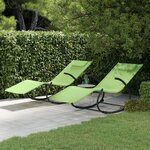 vidaXL Chaises longues à bascule 2 Pièces Vert Acier et textilène