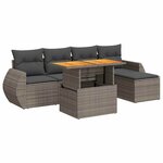 vidaXL Salon de jardin 6 Pièces avec coussins gris résine tressée