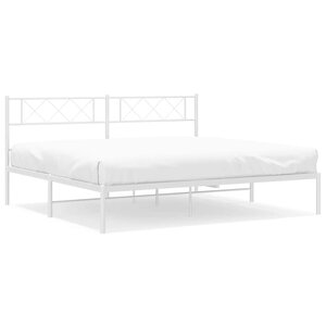 vidaXL Cadre de lit métal sans matelas et tête de lit blanc 183x213 cm
