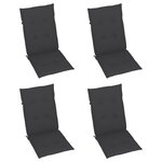 vidaXL Chaises inclinables de jardin avec coussins 4 Pièces Teck solide