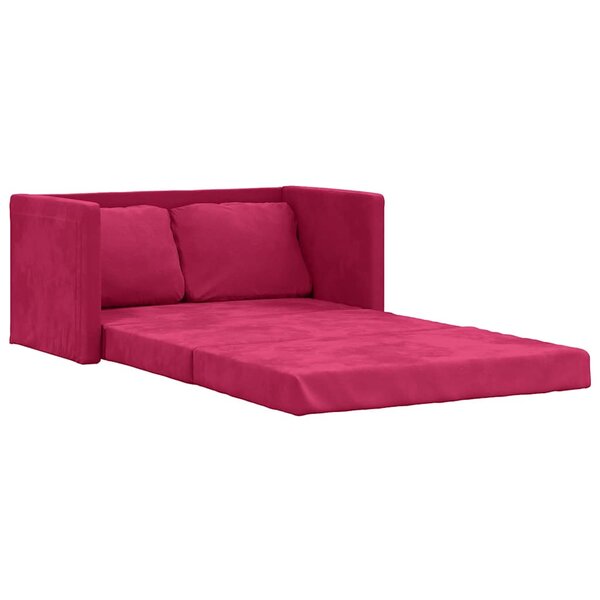 vidaXL Canapé-lit 2 en 1 rouge bordeaux 122x204x55 cm velours