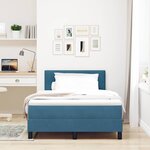 vidaXL Lit à ressorts avec matelas Bleu foncé 120 x 190 cm Velours