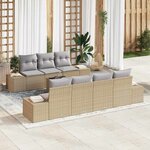 vidaXL Ensemble de canapé de jardin 8 Pièces Beige Poly rotin