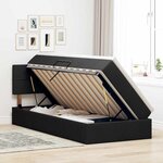 vidaXL Lit avec rangement et LED avec matelas Noir 100 x 200 cm tissu