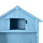 Armoire abri de jardin remise pour outils 3 étagères 2 porte loquets toit pente bitumé 77L x 54l x 179H cm pin massif traité bleu