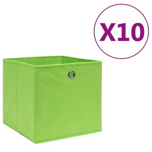 vidaXL Boîtes de rangement 10 Pièces Tissu intissé 28x28x28 cm Vert