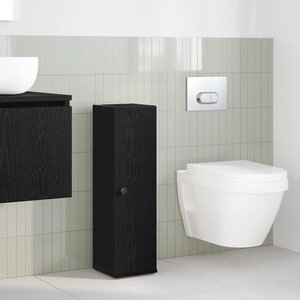 vidaXL Meuble de salle de bain avec porte-rouleau noir 20 5x22x72 cm