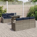 vidaXL Ensemble de canapé de jardin avec coussin 7 Pièces Gris polyrotin