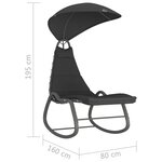 Vidaxl balancelle de jardin noir 160x80x195 cm tissu